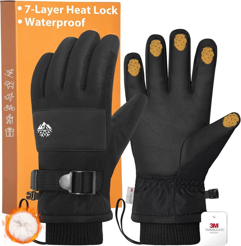 Pixel Panda Mens Winter Gloves Waterproof, Gloves for Cold Weather Extreme Women with 3M Thinsulate and Thick Plush Fleece - Image 1